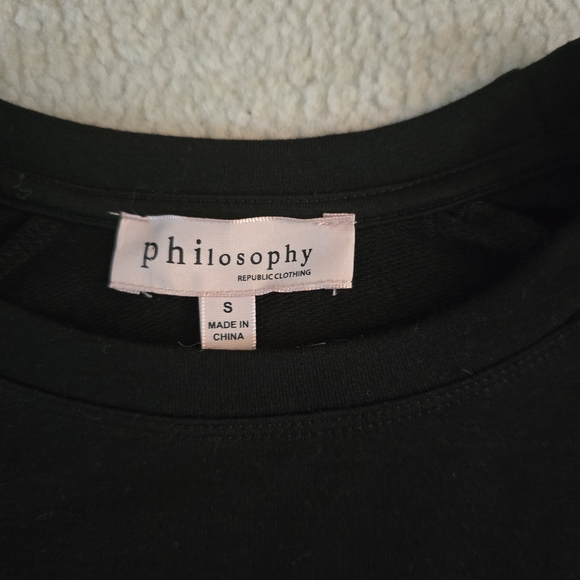 Philosophy Womens Black Lightweight Sweatshirt Top Glitter Red Heart Size Sm - Picture 3 of 5